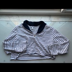 Cropped, Stripped Quarter-Zip